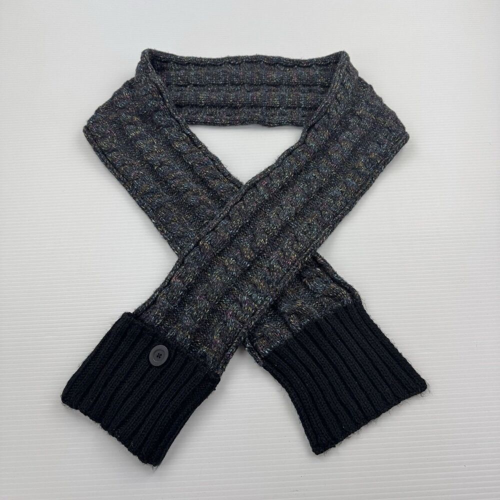 Columbia Chunky Knit Button Winter Scarf Button Indie Cabincore Boho